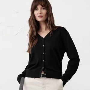 Banana Republic Factory Black Button-Up Cardigan XXS